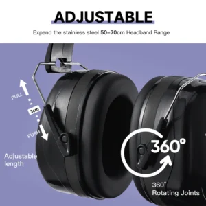 Safeyear 33dB SNR Industrial Ear Muffs, ANSI/CE Certified Noise Cancelling Headphones for Construction & Airport, Adjustable Hearing Protection with Storage Box