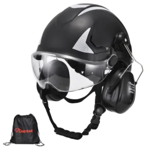 SAFEYEAR Triple Shield Safety System: ANSI/CE Hard Hat With Eyes Shield + Earmuffs for Industrial & Outdoor Work