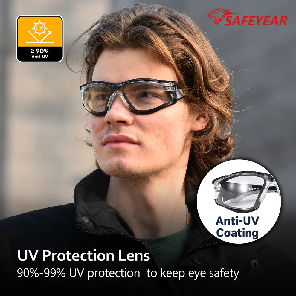 SAFEYEAR Over Glasses Safety Goggles ANSI/EN16321 - Anti-Fog Adjustable Arms - Image 3
