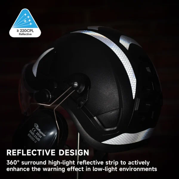 SAFEYEAR Triple Shield Safety System: ANSI/CE Hard Hat With Eyes Shield + Earmuffs for Industrial & Outdoor Work - Image 2