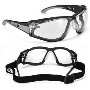 SAFEYEAR Over Glasses Safety Goggles ANSI/EN16321 - Anti-Fog Adjustable Arms