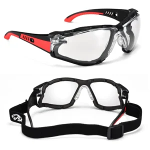 ANSI & EN16321 Safety Glasses - Anti-Fog/Scratch Resistant, Clear Lens with Free Head Strap