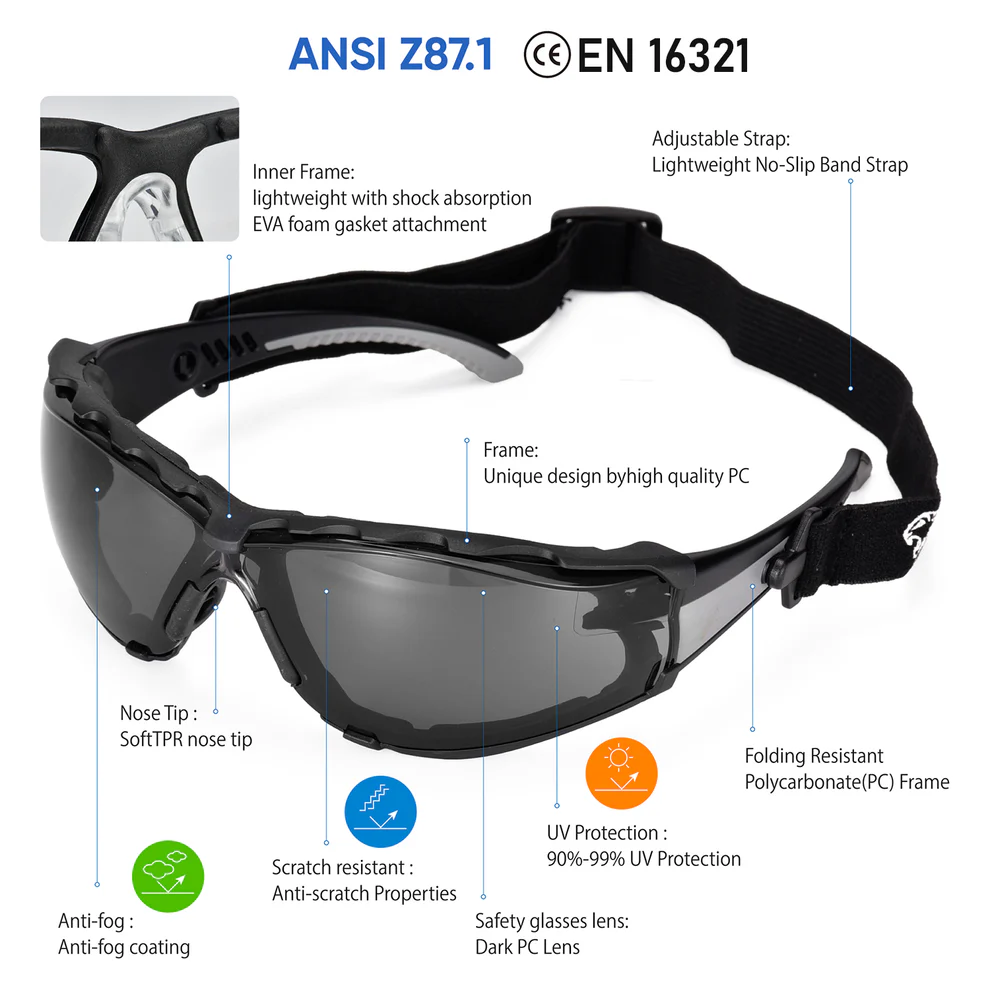 ANSI & EN16321 Safety Glasses - Anti-Fog - Image 3