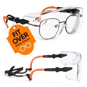 SAFEYEAR Over Glasses Safety Goggles ANSI/EN16321 – Anti-Fog Adjustable Arms